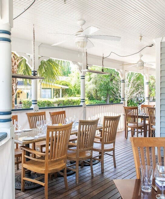 Porch view of the dining experience at the preserved restaurant